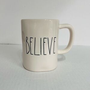 Rare Early Rae Dunn Magenta “M” Stamp Believe Mug